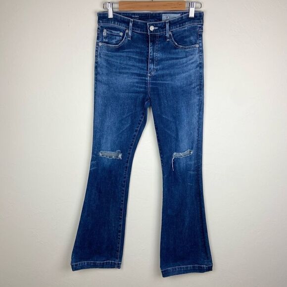 AG ‘The Janis’ Lightly Distressed High-Rise Flare Jeans - Picture 2 of 8